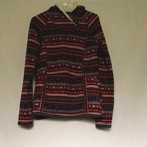 Koppen Nordic Fair Isle Sherpa Hooded Pullover Sweater. Fleece lining. Size M.